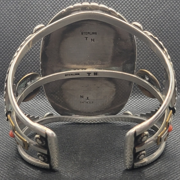 Real ⭐️ Handmade TM Purple Turquoise and Silver Signed Cuff Tommy Nelson Navajo - Picture 7 of 17